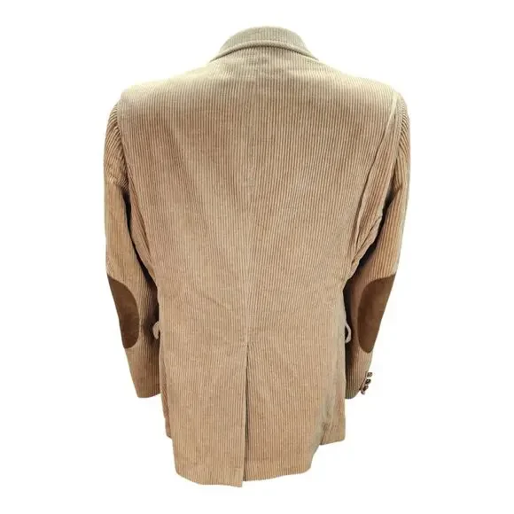 Vintage Collage Hall Blazer Mens 39R Brown Corduroy Sport Jacket Elbow Patches - Picture 3 of 16